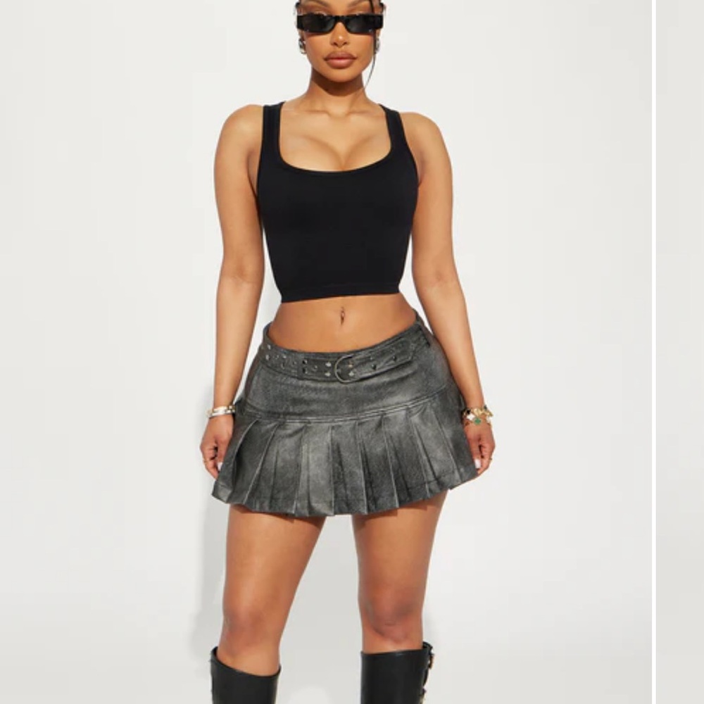 Fashion Nova Giana Washed Faux Leather Mini Skirt